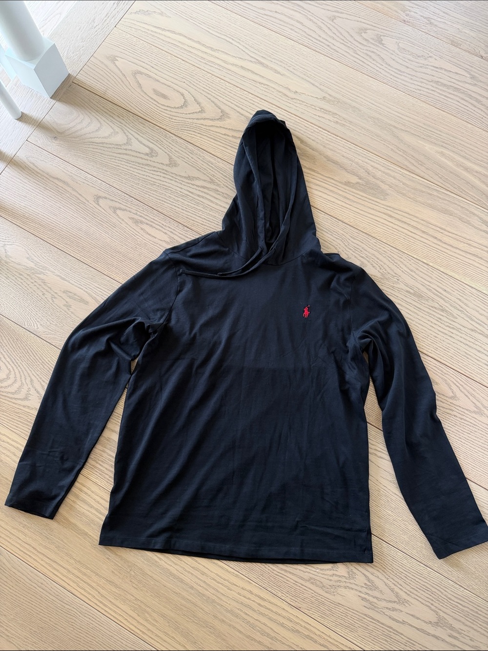 Polo by Ralph Lauren Black Hooded Long-Sleeve Shirt with Red Pony
